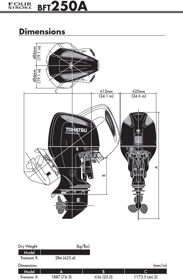 BFT 250A Dimensions