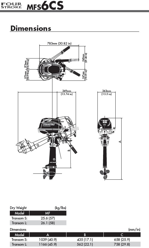 MFS 6 / MFS 6 SailPro Dimensions