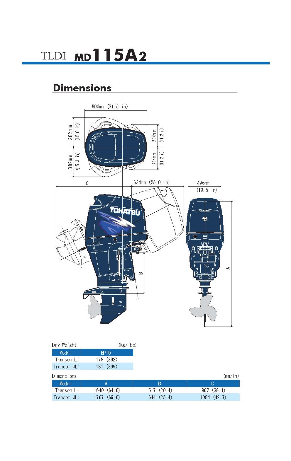 MD 115 Abmessungen